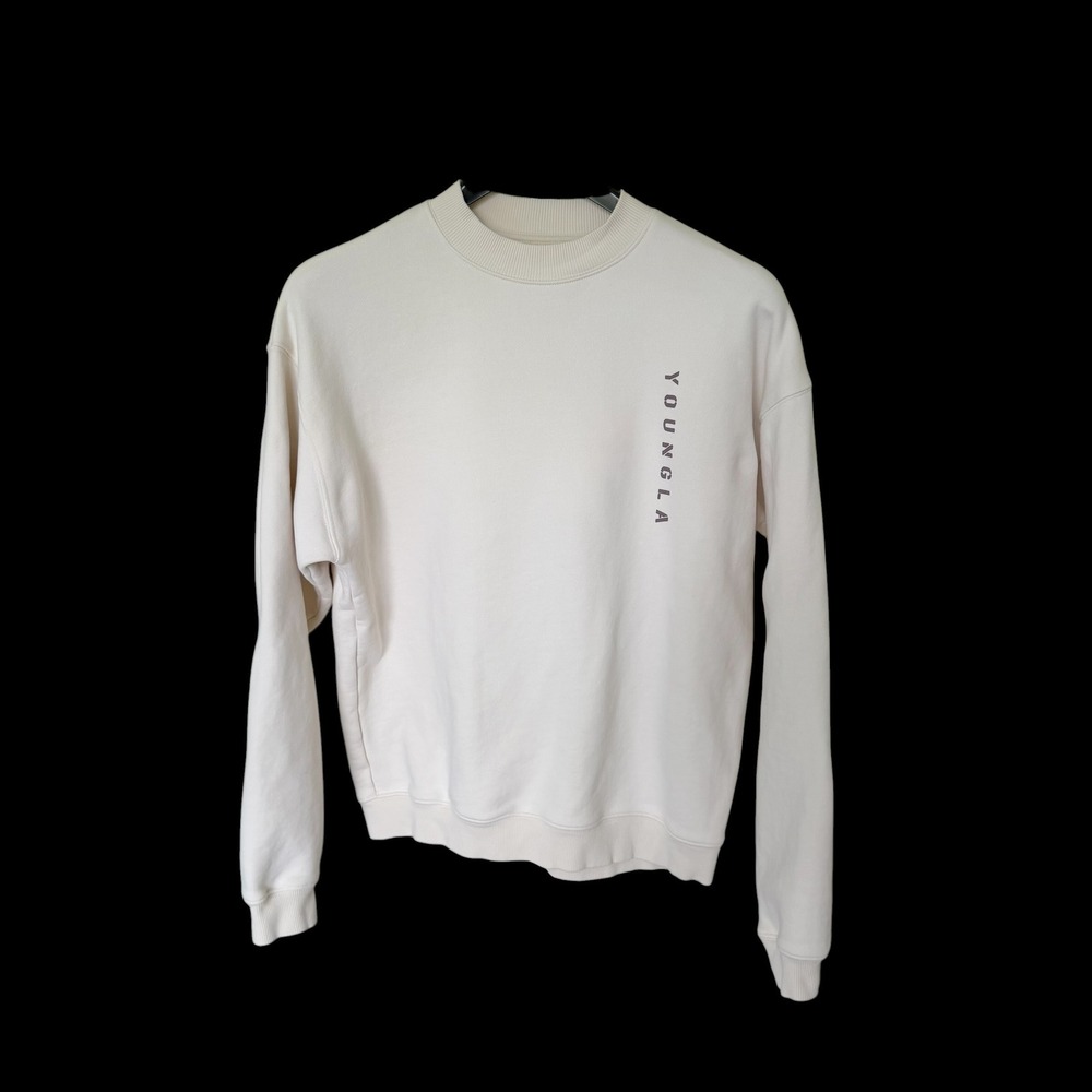 YoungLA Unisex Oversized Cream French Terry Crewneck Sweatshirt YLA Small